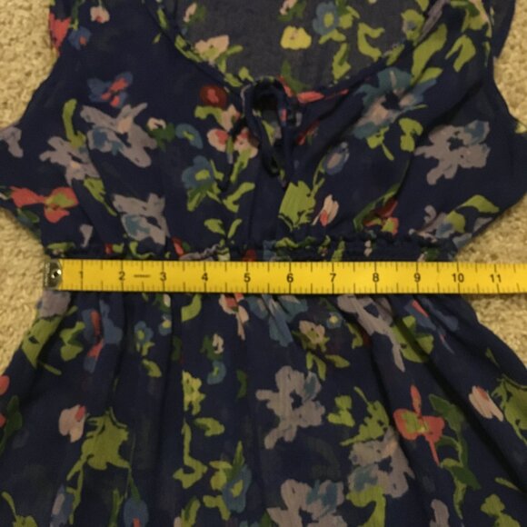 Garage Sheer Blue Floral Empress Waist Sleeveless Pastel Top - Picture 14 of 15